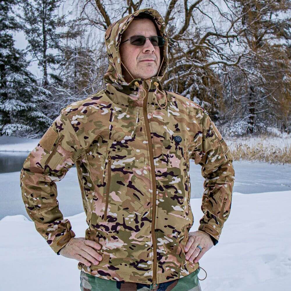 Woodland Camouflage - Reversible Fleece Lined Insulated Hooded Winter  Jacket Coat - Galaxy Army Navy